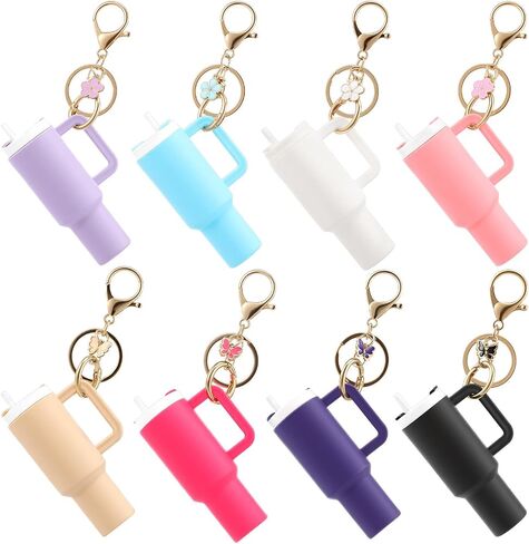 16PCS Mini Tumbler Keychain Accessories for Stanley Cup Cute Chapstick Holder Key Chain Charms for Women Men Girls in Saudi Arabia