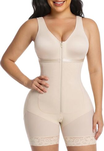 SHAPERX Women's Fajas Colombianas Moldeadoras Postpartum Tummy Control Compression Shapewear Body Shaper with Zipper Crotch in Saudi Arabia
