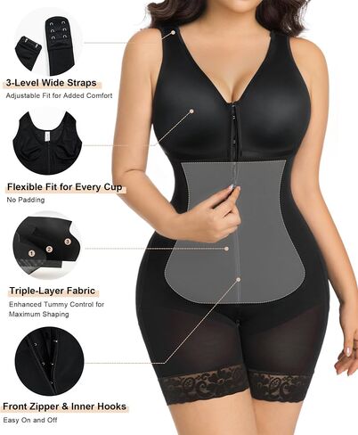SHAPERX Women's Fajas Colombianas Moldeadoras Postpartum Tummy Control Compression Shapewear Body Shaper with Zipper Crotch in Saudi Arabia