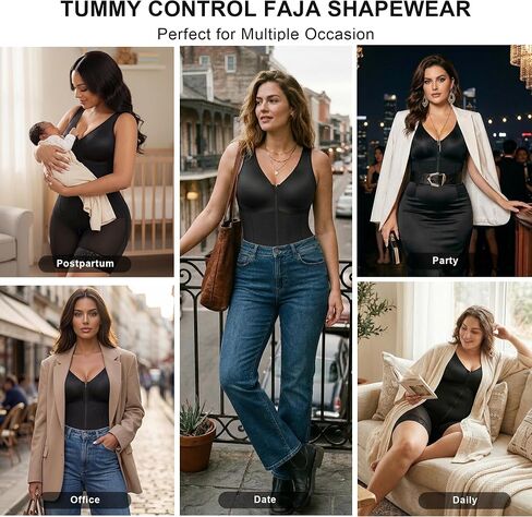 SHAPERX Women's Fajas Colombianas Moldeadoras Postpartum Tummy Control Compression Shapewear Body Shaper with Zipper Crotch in Saudi Arabia