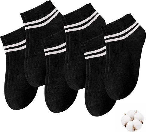SIONCY Women Striped Socks Cotton Low Cut Ankle Socks, Breathable, Casual, Cute, 6 Pairs Size 5-10 in Kuwait