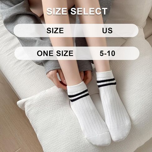 SIONCY Women Striped Socks Cotton Low Cut Ankle Socks, Breathable, Casual, Cute, 6 Pairs Size 5-10 in Kuwait