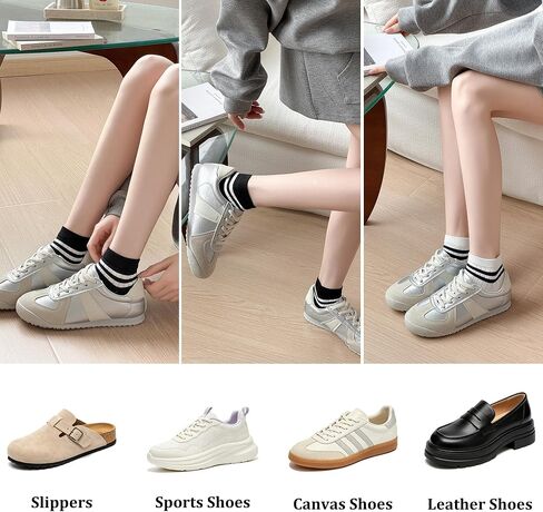 SIONCY Women Striped Socks Cotton Low Cut Ankle Socks, Breathable, Casual, Cute, 6 Pairs Size 5-10 in Kuwait