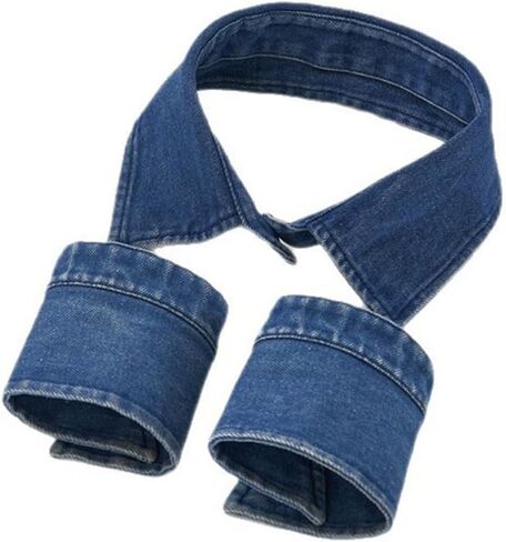 Women’s False Collar Detachable Dickey Collar Lapel Choker Necklace Denim Fake Collar and Wrist Cuffs False Sleeves in Kuwait
