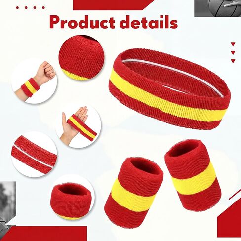 Maiteenly 5Pcs Sweatbands Striped Socks Set Sports Headband Wristbands High Tube Socks 80s Accessories Costume for Women Men in Kuwait