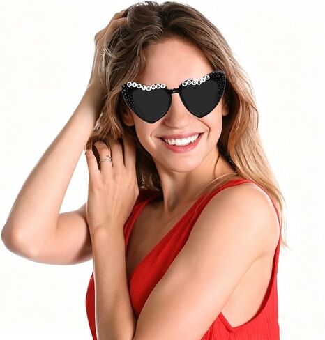 2PCS Birthday Baddie Sash and Sunglasses for Women, Glitter Black Sash with Silver Foil Birthday Baddie Print and Black Heart Shape Sunglasses Accessories for Funny Birthday Party Decorations in Saudi Arabia