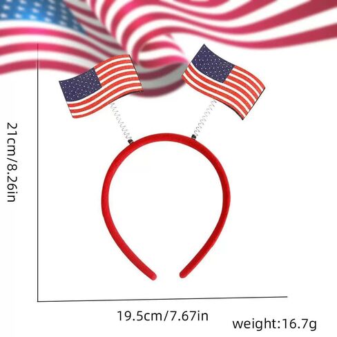 Independence Day 250th，2 pcs 4th of July Women's Headbands ，American Football Fan Flags Headbands Soccer Sports Events ，For Memorial Day Veterans (America) in Saudi Arabia