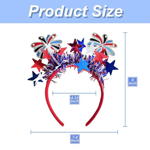 4th of July Headband for Women Patriotic Headband Independence Day Hair Accessories Red White Blue Headbands Fireworks Hair Decoration in Saudi Arabia