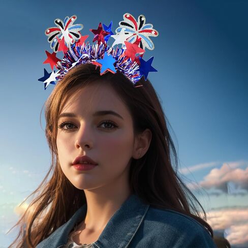 4th of July Headband for Women Patriotic Headband Independence Day Hair Accessories Red White Blue Headbands Fireworks Hair Decoration in Saudi Arabia