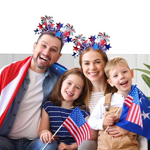 4th of July Headband for Women Patriotic Headband Independence Day Hair Accessories Red White Blue Headbands Fireworks Hair Decoration in Saudi Arabia