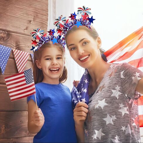 4th of July Headband for Women Patriotic Headband Independence Day Hair Accessories Red White Blue Headbands Fireworks Hair Decoration in Saudi Arabia