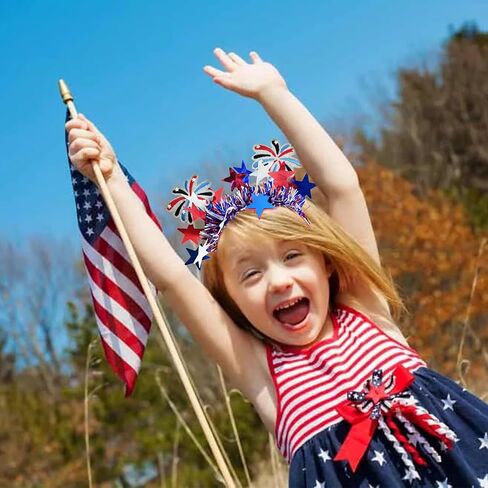 4th of July Headband for Women Patriotic Headband Independence Day Hair Accessories Red White Blue Headbands Fireworks Hair Decoration in Saudi Arabia