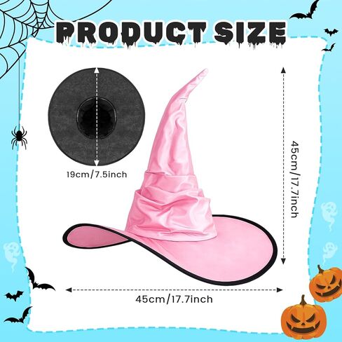 Newcotte 3 Pcs Pastel Witch Hat for Summer Halloween Women Wizard Hat Costume Accessories for Halloween Cosplay Party in Kuwait