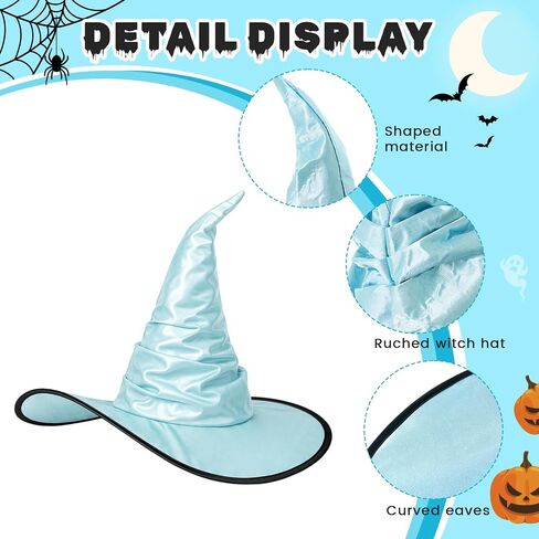 Newcotte 3 Pcs Pastel Witch Hat for Summer Halloween Women Wizard Hat Costume Accessories for Halloween Cosplay Party in Kuwait
