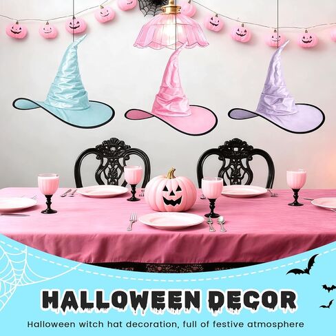 Newcotte 3 Pcs Pastel Witch Hat for Summer Halloween Women Wizard Hat Costume Accessories for Halloween Cosplay Party in Kuwait