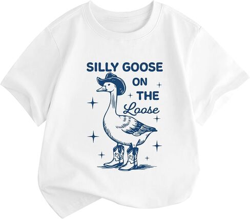 Silly Goose On The Loose Shirt for Girls Cute Duck Graphic Tees Funny Silly Goose Shirts for Kids Pullover Tops in Saudi Arabia