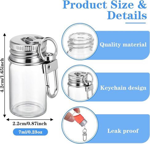 36 Pcs 7ml Mini Glass Bottle Keychain Bulk, Tiny Wishing Jars with Aluminum Screw Lid & Iron Key Ring, Small Clear Sample Vials Containers for DIY Wedding Favors, Home Crafts, Travel Essentials in Saudi Arabia