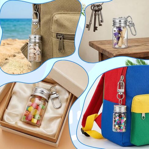 36 Pcs 7ml Mini Glass Bottle Keychain Bulk, Tiny Wishing Jars with Aluminum Screw Lid & Iron Key Ring, Small Clear Sample Vials Containers for DIY Wedding Favors, Home Crafts, Travel Essentials in Saudi Arabia