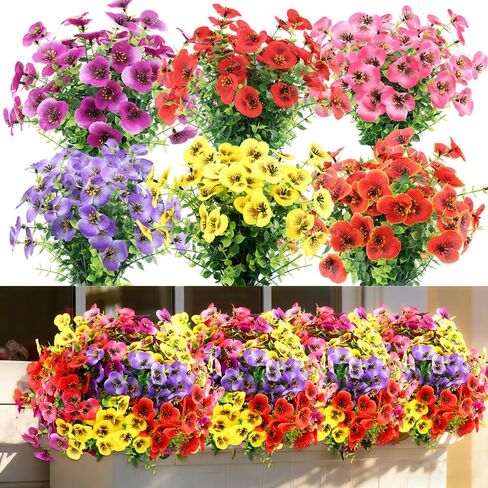 18 Bundles Artificial Outdoor Flowers for Spring Decoration, Fake Silk Daisy Flowers Realistic UV Resistant for Outside indoor Planter Front Door Porch Yard Patio windowsill Home Decor (Mix 6 colors) in Saudi Arabia