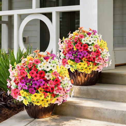 18 Bundles Artificial Outdoor Flowers for Spring Decoration, Fake Silk Daisy Flowers Realistic UV Resistant for Outside indoor Planter Front Door Porch Yard Patio windowsill Home Decor (Mix 6 colors) in Saudi Arabia