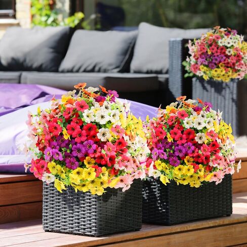 18 Bundles Artificial Outdoor Flowers for Spring Decoration, Fake Silk Daisy Flowers Realistic UV Resistant for Outside indoor Planter Front Door Porch Yard Patio windowsill Home Decor (Mix 6 colors) in Saudi Arabia