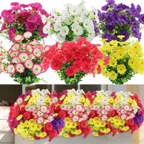 18 Bundles Artificial Outdoor Flowers for Spring Decoration, Fake Silk Daisy Flowers Realistic UV Resistant for Outside indoor Planter Front Door Porch Yard Patio windowsill Home Decor (Mix 6 colors) in Saudi Arabia