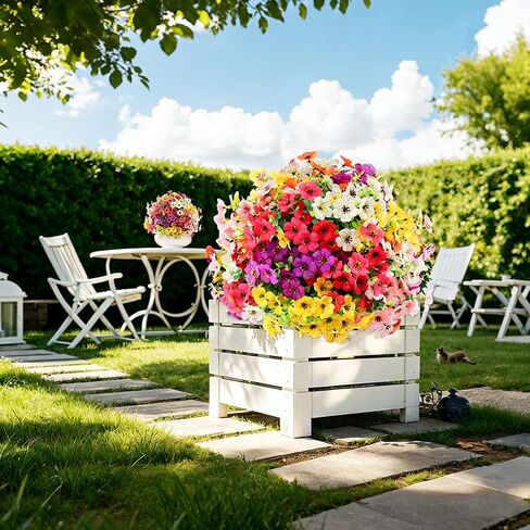 18 Bundles Artificial Outdoor Flowers for Spring Decoration, Fake Silk Daisy Flowers Realistic UV Resistant for Outside indoor Planter Front Door Porch Yard Patio windowsill Home Decor (Mix 6 colors) in Saudi Arabia