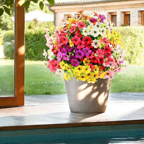 18 Bundles Artificial Outdoor Flowers for Spring Decoration, Fake Silk Daisy Flowers Realistic UV Resistant for Outside indoor Planter Front Door Porch Yard Patio windowsill Home Decor (Mix 6 colors) in Saudi Arabia