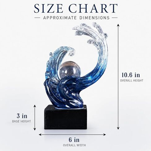 Modern Abstract Decorative Wave Statue, Gold Abstract Art Home Decor,Crystal Ball Art Wave Resin Sculpture, Office Desk Stand, Dining Table Center Decorative Aesthetics (Blue) in Kuwait