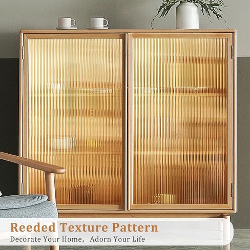 Beautyhero Adhesive Reeded Glass Window Privacy Film, Shatterproof Fluted Frosted Glass Clings, Waterproof 3D Decorative Window Coverings for Bathroom, Cabinet, Front Door, 17.5 x 78.7 Inch in Kuwait