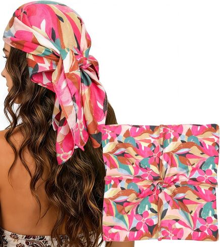 CHLINS 27.5" Square Head Scarf for Women, Soft Cotton Feel Bandana, Lightweight Neck Scarf & Hair Wraps in Saudi Arabia