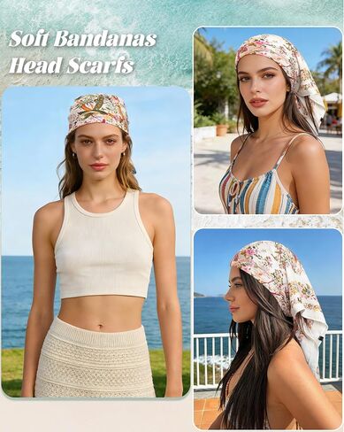 CHLINS 27.5" Square Head Scarf for Women, Soft Cotton Feel Bandana, Lightweight Neck Scarf & Hair Wraps in Saudi Arabia