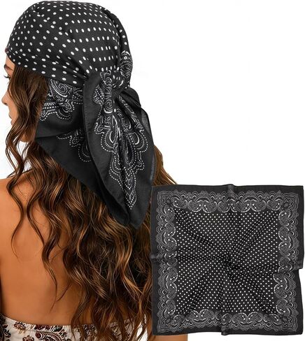CHLINS 27.5" Square Head Scarf for Women, Soft Cotton Feel Bandana, Lightweight Neck Scarf & Hair Wraps in Saudi Arabia
