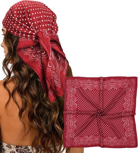 CHLINS 27.5" Square Head Scarf for Women, Soft Cotton Feel Bandana, Lightweight Neck Scarf & Hair Wraps in Saudi Arabia
