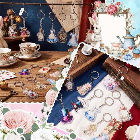 Liliaafar 15 Pcs Wonderland Keychain Souvenirs Gift Bulk Wonderland Acrylic Keychain Party Decorations Supplies for Tea Party Supplies Goodie Bags Gifts Stuffers Prizes Rewards in Kuwait
