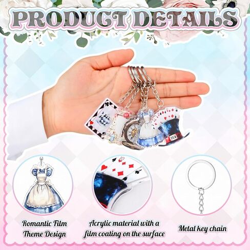 Liliaafar 15 Pcs Wonderland Keychain Souvenirs Gift Bulk Wonderland Acrylic Keychain Party Decorations Supplies for Tea Party Supplies Goodie Bags Gifts Stuffers Prizes Rewards in Kuwait