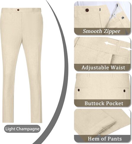 Men's Suits 2 Piece Linen Suit Set Slim Fit Casual Suits for Men Light Champagne Suit Wedding Double Breasted Prom Tuxedo M in Saudi Arabia