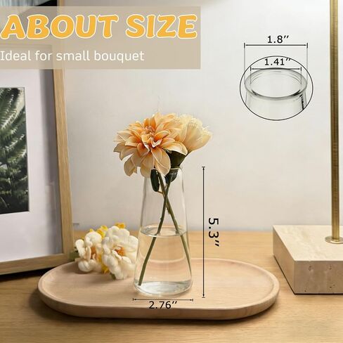12 Small Vases for Flowers, 5.3 Inch Glass Bud Vases in Bulk Clear Vases for Centerpieces, Clear Flower Vase Modern Small Vase for Wedding Party Table Decoration Home Decor in Kuwait