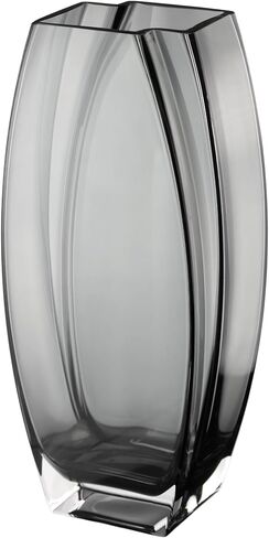 Glass - Vase - Gray - Smoky Black - Grey - 12.6" Height - Heavy Durable - Made in Europe - by Barski in Kuwait