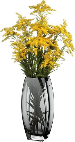 Glass - Vase - Gray - Smoky Black - Grey - 12.6" Height - Heavy Durable - Made in Europe - by Barski in Kuwait
