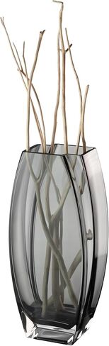 Glass - Vase - Gray - Smoky Black - Grey - 12.6" Height - Heavy Durable - Made in Europe - by Barski in Kuwait