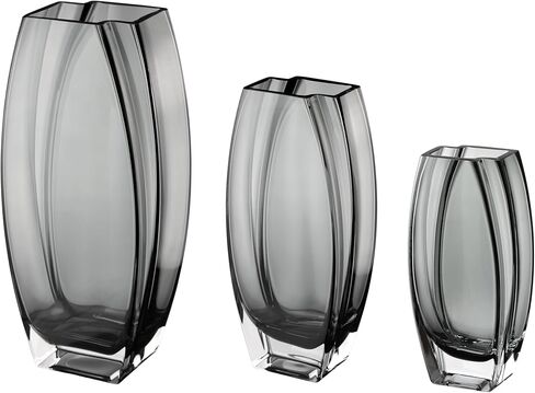 Glass - Vase - Gray - Smoky Black - Grey - 12.6" Height - Heavy Durable - Made in Europe - by Barski in Kuwait