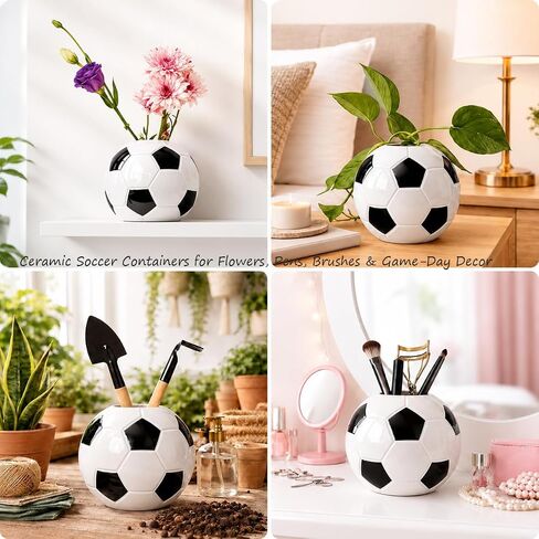 Ceramic Soccer Pen Holder, Soccer Desk Organizer for Fans | Soccer Decor, Desk Organizer, Small Ceramic Vase, Soccer Centerpiece for Fans, For Coach in Saudi Arabia