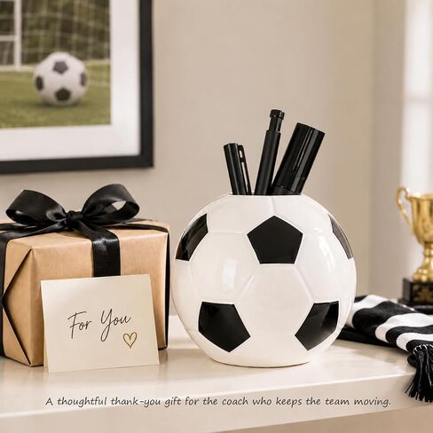 Ceramic Soccer Pen Holder, Soccer Desk Organizer for Fans | Soccer Decor, Desk Organizer, Small Ceramic Vase, Soccer Centerpiece for Fans, For Coach in Saudi Arabia
