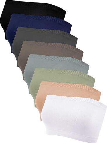 Bencailor 8/16 قطعة من أعلى Bandeau للنساء، أنابيب بدون حمالات غير مبطنة بدون خياطة حمالة صدر رياضية قابلة للتمدد in Kuwait
