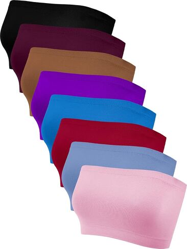 Bencailor 8/16 قطعة من أعلى Bandeau للنساء، أنابيب بدون حمالات غير مبطنة بدون خياطة حمالة صدر رياضية قابلة للتمدد in Kuwait