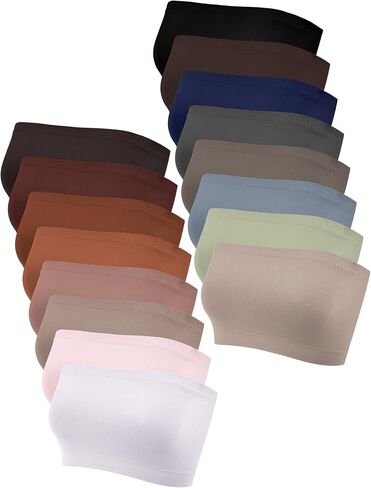Bencailor 8/16 قطعة من أعلى Bandeau للنساء، أنابيب بدون حمالات غير مبطنة بدون خياطة حمالة صدر رياضية قابلة للتمدد in Kuwait