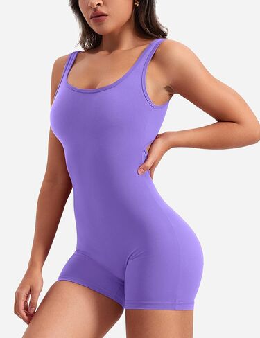 Women's Sleeveless V Back Tummy Control Scrunch One Piece Workout Jumpsuit Gym Yoga Romper in Kuwait