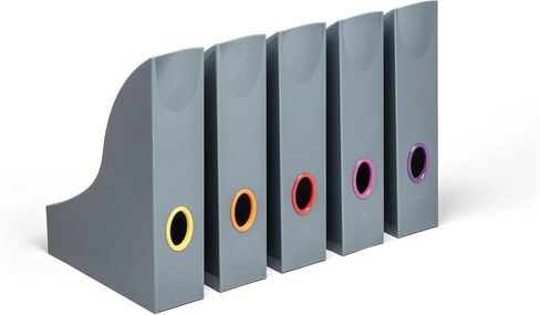 Durable VARICOLOR Magazine File Holder, Color Coded Organizer, Gray/Multicolor - 5 PK (770657) in Kuwait