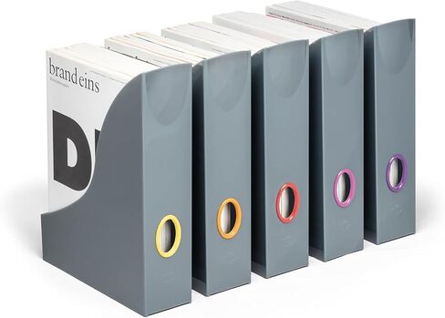 Durable VARICOLOR Magazine File Holder, Color Coded Organizer, Gray/Multicolor - 5 PK (770657) in Kuwait